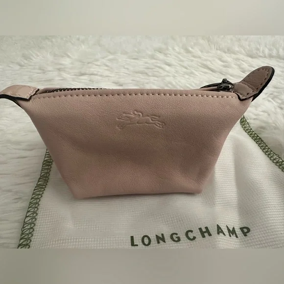 New Longchamp Le Pliage Pale Pink Leather Coin Purse - Picture 5 of 8